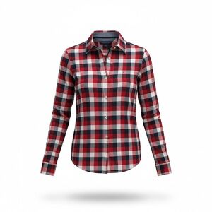 Tommy Hilfiger Buffalo Plaid Button Down Shirt in Red Navy White NWOT